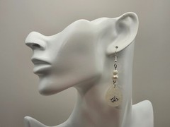 Tear Drop earrings w-pearl-like beads & gold hypoallergenic hooks.