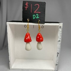 Handmade by STAYOKBRAND red Mushroom Earrings
