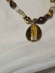 Multi Gemstone Beaded Necklace With Tigers Eye Pendant
