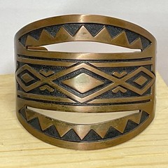 Marked SOLID COPPER Cuff Bracelet South Western Tribal Design Boho Festival