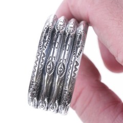 6.5″ Vintage Navajo Heavy Stamped sterling silver ribbed cuff bracelet