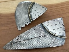 Artisan 1970s Signed ©CAF Sterling Modernist Abstract Drop Dangle Post Earrings