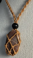 Beautiful Polished Natural Formed Wishing Stone Pendant On Woven Cord Necklace