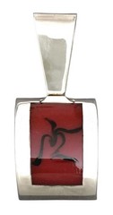 SILPADA Sterling Silver Large Inlaid RED JASPER Dome Pendant~#S0818~RETIRED!