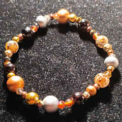 Handmade Boho Stretch Bracelet With Wood, Glass, And Metal Beads
