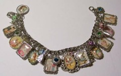 Victorian Easter Theme Charm Bracelet Hand Crafted Glass Dome
