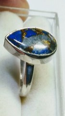 CUTE UNTREATED NATURAL LAPIS LAZULI IN .925 STERLING SILVER RING SIZE 6.0-6.25