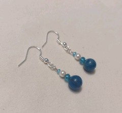 Blue Apatite Earrings on Sterling Silver French Hooks, Natural Gemstones