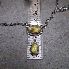 Southwestern Palomino Turquoise Y Drop Lariat Necklace 14-20in Sterling Silver