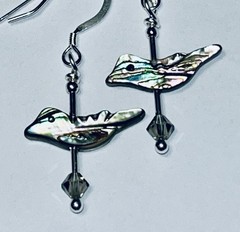 Sterling Silver Swarovski Crystal & Abalone Shell Earrings – Windsong OOAK