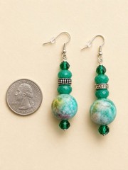 Jade, Adventuring And Crystal Earrings With Tibetan Silver Accents-1.5 Inch Drop