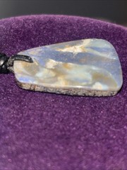 Natural Australian Boulder Opal Pendant Leather String Necklace
