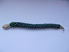 Bracelet KUMIHIMO «GREEN DRAGON» ~ 19cm (7,5″). Handmade.