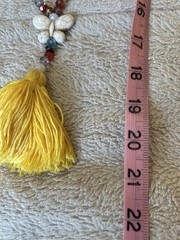 Handcrafted Beaded Necklace Butterfly Charm Multicolor Yellow Tassel 21in