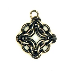 Celtic Filigree Oxidized Argentium Sterling Silver Pendant Chainmaille Necklace