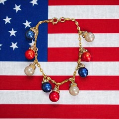 Super Cute Handmade Red White And Blue Bracelet. (E173)