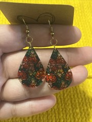 Stained Glass Mushroom & Frog Earrings DARK