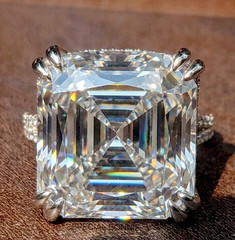 RARE 17.55 Ct Asscher Cut Certified White Diamond Ring-FREE Diamond Studs