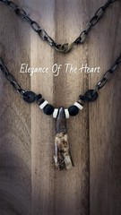 Elegance Of The Heart Tooth Pendant sandalwood Beaded Necklace Brown Black Ivory