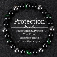 Meditation Mala Natural Green Tiger’s Eye Stretch Bracelet for Men and Women