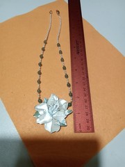 Vintage Lee Sands Inlaid MOP Flower Pearl & Bead Necklace