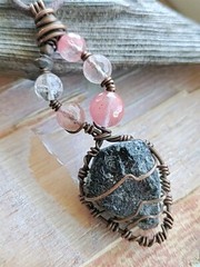 Tourmaline Gemstone Gift for Her Him Necklace Casual Boho Black Pink Clear Teen