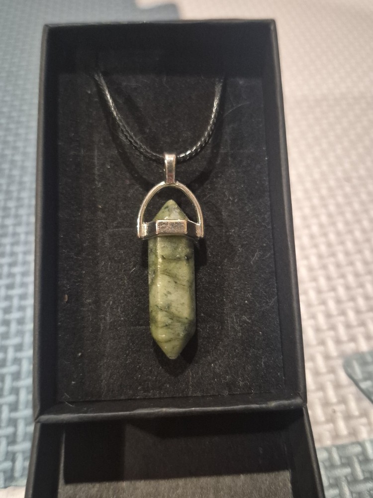 Stone necklace Sphere pendant Green Natural