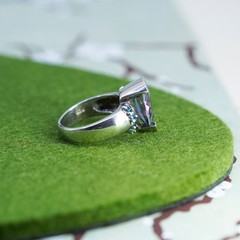 Size 9, sterling 925 silver over brass handmade ring w/ teardrop rainbow topaz