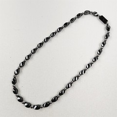 Black & Silver Short Twist Magnetic Beaded Necklace Therapeutic Handmade