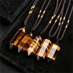4-5cm Natural Tiger’s Eye Point Crystal Pendant Healing Reiki Amulet Necklace
