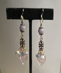 Handcrafted Multicolor Beaded Leaf Dangle/Drop Earrings, FrenchHook earwires