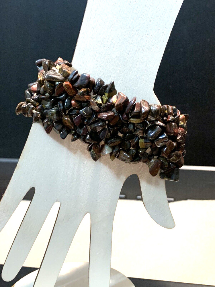 SALE*NEW ITEM- HANDCRAFTED MULTI-STRAND RED TIGER-EYE WOVEN CUFF BRACELET
