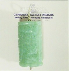 Sterling Silver Carved Natural AVENTURINE Gemstone Pendant #5486…Handmade USA