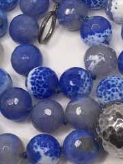 Periwinkle Blue Crab Fire Agate Bead Necklace Sterling Silver Focal Bead & Clasp