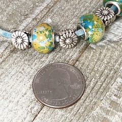 Summer Choker with Cornflower Blue Leather Cord and Lampwork Beads