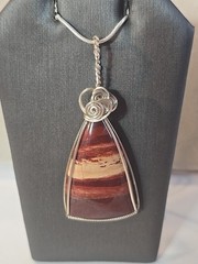 Picture Jasper Artisan Wire Wrapped Sterling Silver Necklace Pendant OOAK Gem A