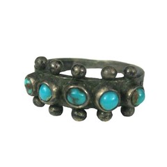 Final Hand Crafted Artisan Ring Size 5.5 Sterling Silver .925 Turquoise Stone