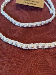 Handcrafted Set, White Hemp and Silver Glass beads Necklace Set