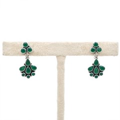 Natural green onyx Flower Earring Studs in 925 Sterling Silver Wedding Earring