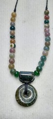 India Agates beads Hand made with Serpentine stone, adjustable necklace.