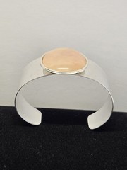 Vintage DTR Jay King Sterling Silver Rose Quartz Cuff Bracelet 55.4 Grams