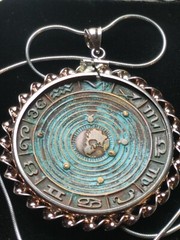 AQUARIUS Zodiac Coin .925 Bezel Horoscope Pendant 20″ Italian Snake Chain & Box
