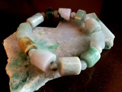 100% Genuine Untreated Type A Burma Jade Jedeite Barrel Beads Bracelet