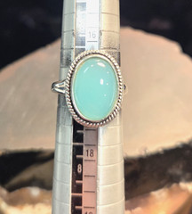 Genuine Aqua Chalcedony 925 Sterling Silver Ring (RK-432)