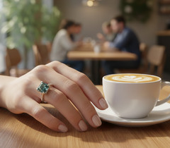 Dazzling 3.45 Ct Blue Diamond Ring- Amazing Luster & Bling, FREE Diamond Studs.