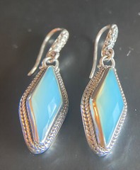 Sarda,Bali Artisan,Handcrafted, Beautiful,Elegant,Chalcedony & Sterling Earrings