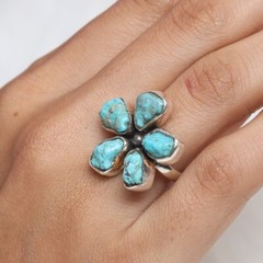 Arizona Turquoise Sterling Silver Handmade Rough Ring