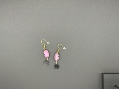 Pink Multi-Stone Barrel & Black Agate Dangle Earrings