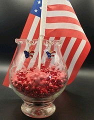 Dangle/Drop/Costume/Fashion/ Red White & Blue~ Butterfly~ Gold Plated Earrings!!