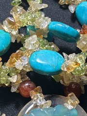 Handcrafted Boho Gemstone Lariat: Peridot Citrine Turquoise Flower Pendant 101